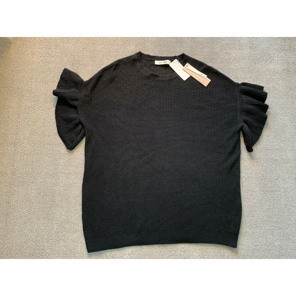 Do + Be Womens short Sleeve Black Mini Shift Dress Black Size Small